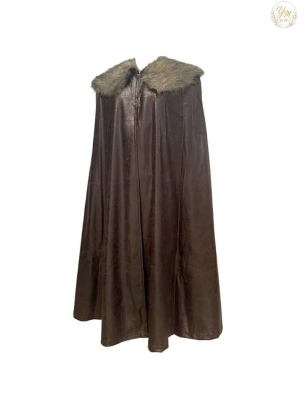 Medieval Barbarian Faux Leather Cloak with Faux Fur Shawl LARP Costume Cape